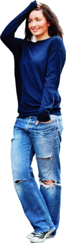 Een studente kijkt in de verte en krabt op haar hoofd.